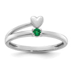 14K White Gold Heart with 1 Genuine Birthstone Mother's Ring view