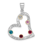 SS/Rhod-plated 5 Birthstone Heart with 14K Bezel Family Pendant view