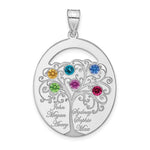 Sterling Silver/Rhod-plated 6 Birthstone with SS Bezel Family Pendant view 2
