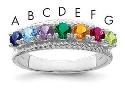 14K white gold mother ring