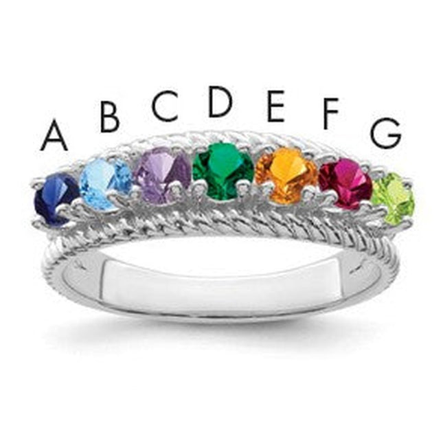 14K white gold mother ring