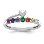 14K White Gold Heart with 7 Genuine Birthstone Mother's Ring view