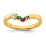 14K 3 Genuine Birthstone with Diamond Mother's Ring view