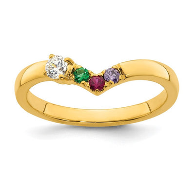 14K 3 Genuine Birthstone with Diamond Mother's Ring