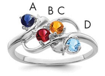 14K white gold mother ring