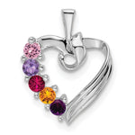 14K White Gold 5 Genuine Stone Family Pendant, 19 x 13mm view