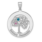 Sterling Silver/Rhodium-plated 2 Birthstone with SS Bezel Pendant view 2