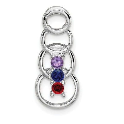 14K White Gold 3 Stone Family Pendant Mounting, 20 x 8mm
