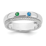 14K White Gold 2 Genuine Birthstone and Diamond Mother's Ring view