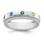 14K White Gold 5 Genuine Birthstone and Diamond Mother's Ring view