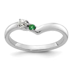 14K White Gold 1 Genuine Birthstone with Diamond Mother's Ring view