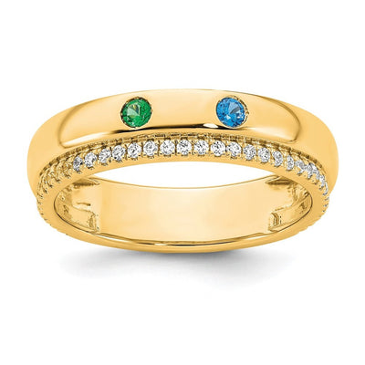 14K 2 Genuine Birthstone and Diamond Mother's Ring