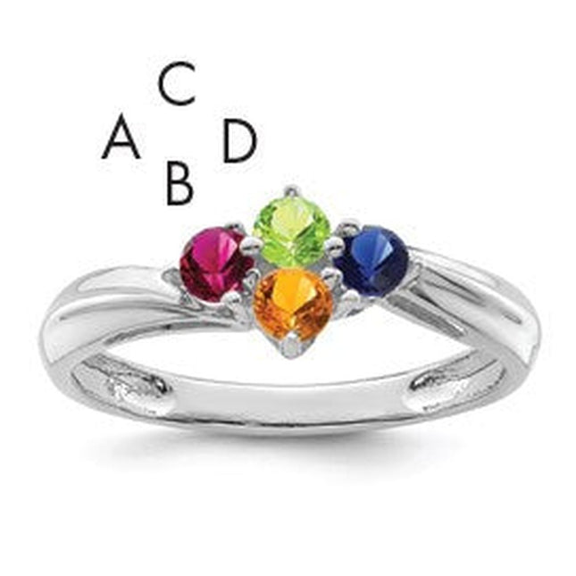 14K white gold mother ring