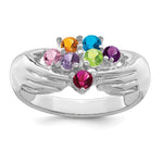 14K White Gold 7 Genuine Stone Family Ring view