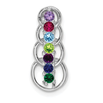 14K White Gold 7 Stone Family Pendant Mounting, 20 x 8mm