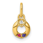 14K Dia Heart w/ 2 Birthstone Mother's Circle Pendant Semi-Mount view
