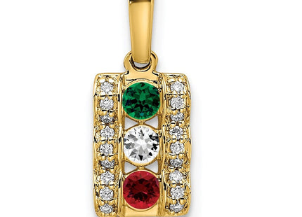 14K gold diamond family pendant, alternate view
