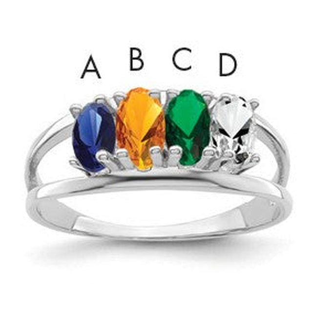 14K white gold mother ring