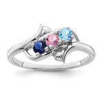 Sterling Silver Rhodium-plated Genuine 3 Stone Mother's Ring view 2