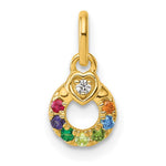 14K Dia Heart w/ 7 Birthstone Mother's Circle Pendant Semi-Mount view