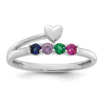 14K White Gold Heart with 4 Genuine Birthstone Mother's Ring view