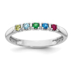 14K White Gold Genuine 5 Birthstone Mother's Ring view