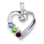 14K White Gold 3 Genuine Stone Family Pendant, 19 x 13mm view