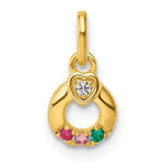 14K Dia Heart w/ 3 Birthstone Mother's Circle Pendant Semi-Mount view