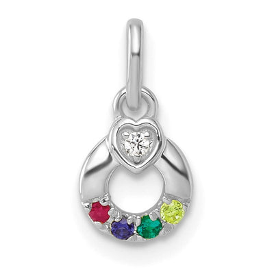 14K WG Dia. Heart w/4 Birthstone Mother's Circle Pend Semi-Mount