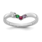 14K White Gold 3 Genuine Birthstone with Diamond Mother's Ring view
