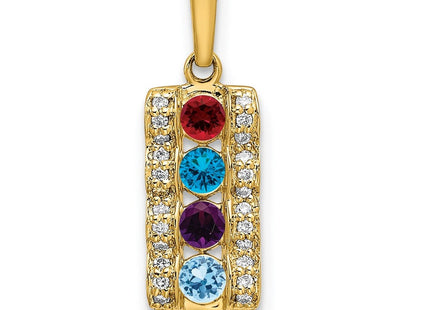 14K gold diamond family pendant, alternate view