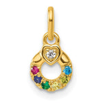 14K Dia Heart w/ 6 Birthstone Mother's Circle Pendant Semi-Mount view