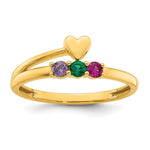 14K Heart with 3 Genuine Birthstone Mother's Ring view