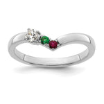 14K White Gold 2 Genuine Birthstone with Diamond Mother's Ring view
