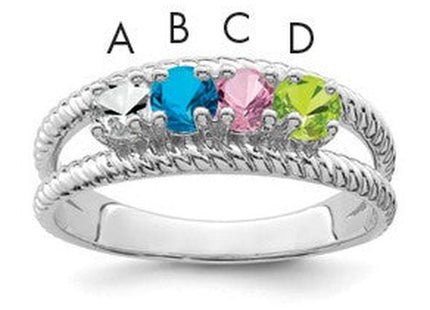 14K white gold mother ring