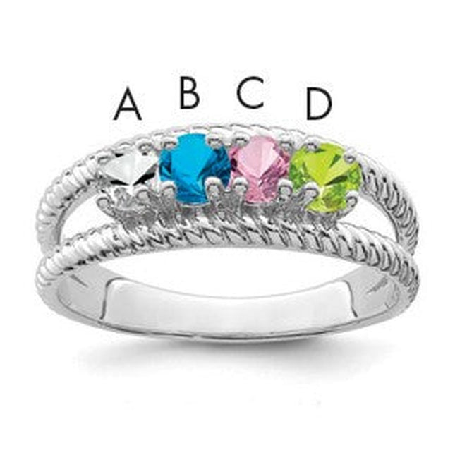 14K white gold mother ring