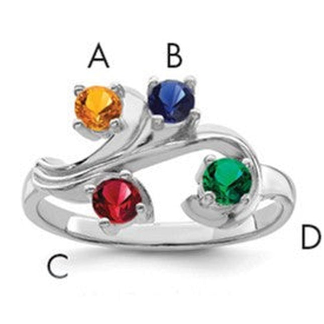 14K white gold mother ring