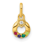 14K Dia Heart w/ 4 Birthstone Mother's Circle Pendant Semi-Mount view