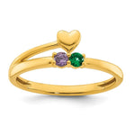 14K Heart with 2 Genuine Birthstone Mother's Ring view