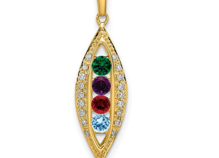 14K gold diamond family pendant, alternate view