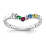 14K White Gold 7 Genuine Birthstone with Diamond Mother's Ring view