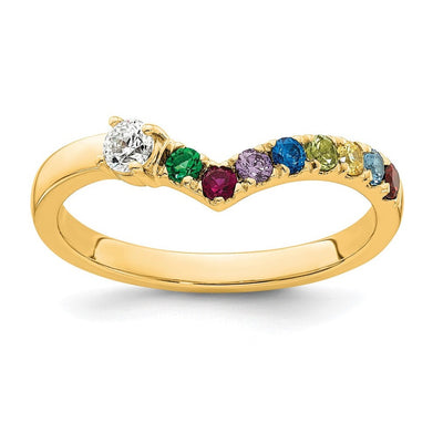 14K 8 Genuine Birthstone with Diamond Mother's Ring