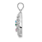 14K White Gold 4 Birthstone Tree of Life Tear Drop Pendant view