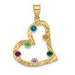 Sterling Silver/Gold-plated 6 Birthstone Heart with SS Bezel Family Pendant view