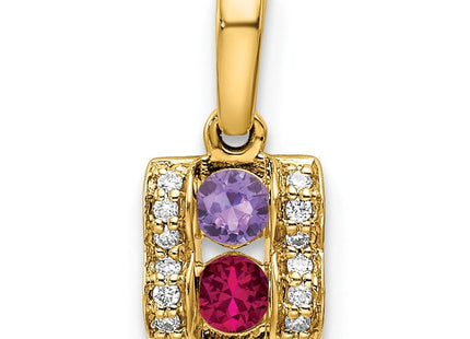 14K gold diamond family pendant, alternate view