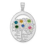 Sterling Silver/Rhod-plated 6 Birthstone with 14k Bezel Family Pendant view 2