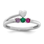14K White Gold Heart with 3 Genuine Birthstone Mother's Ring view