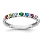 14K White Gold Genuine 7 Birthstone Mother's Ring view