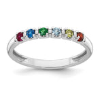 14K White Gold Genuine 6 Birthstone Mother's Ring view