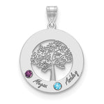 14K White Gold Family Tree Circle 2 Names & Birthstones w/ 18K Rhodium Plated Bezels view